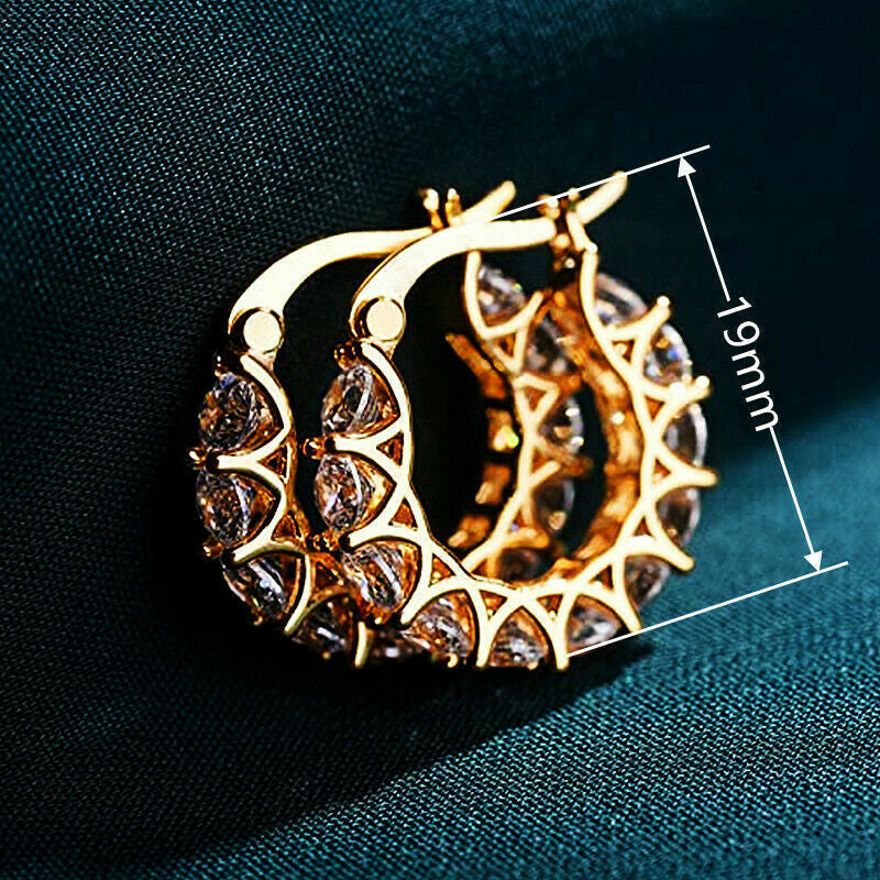Silver/Gold Plated Hoop Earrings for Women Fashion Cubic Zirconia Lab-Created