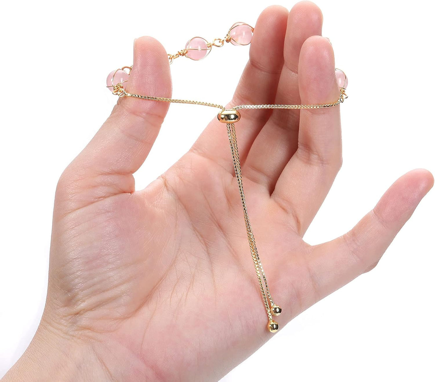 7 Chakra Bracelet Healing Crystal Stone Bead Ankle Bracelets Adjustable 14K Gold Plated Bracelets for Women Ladies Birthday Gifts Mom Gifts