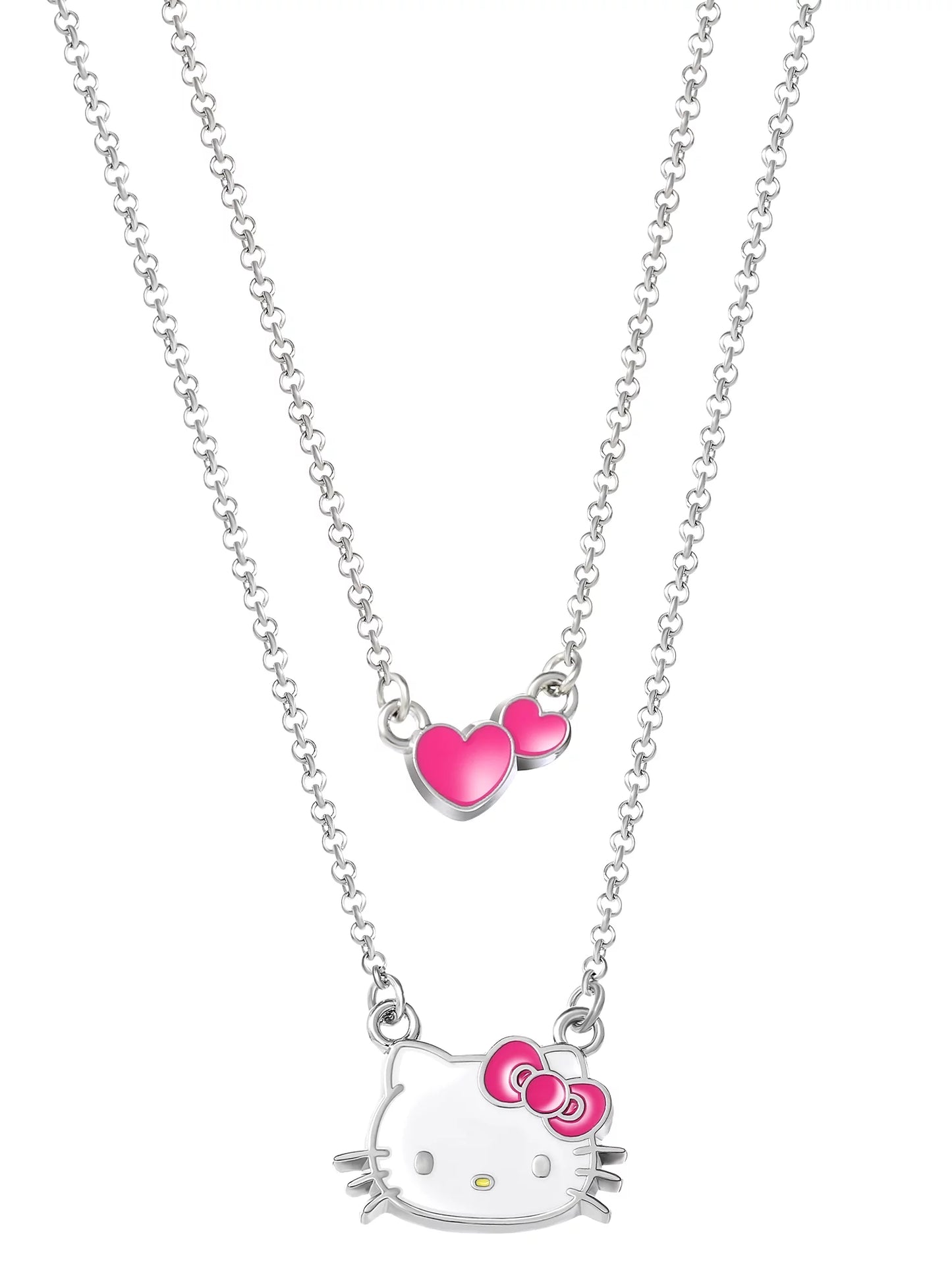 Sanrio Girl'S/Tween Silver-Tone Enamel Hearts Double Necklace