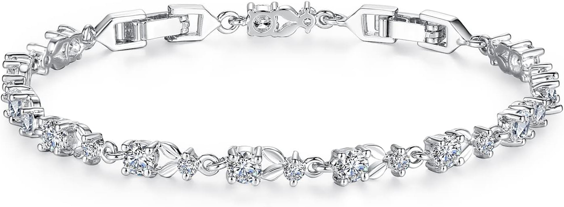 White Gold Plated 3Mm CZ Classic Tennis Wedding Bracelets for Brides Cubic Zirconia| White Gold Bracelets for Women | Size 6.5-8 Inch
