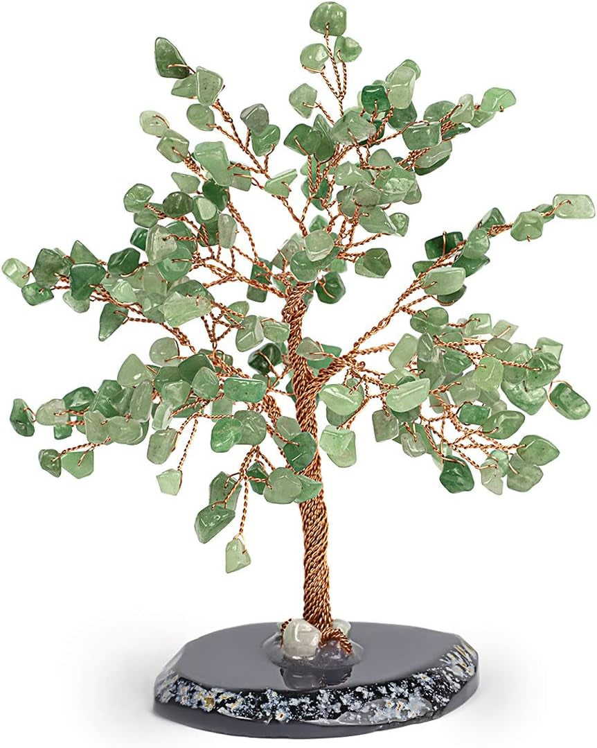  Real Jade Crystal Feng Shui Tree of Life Home Decor, Homemade in Bali, Medium 8”