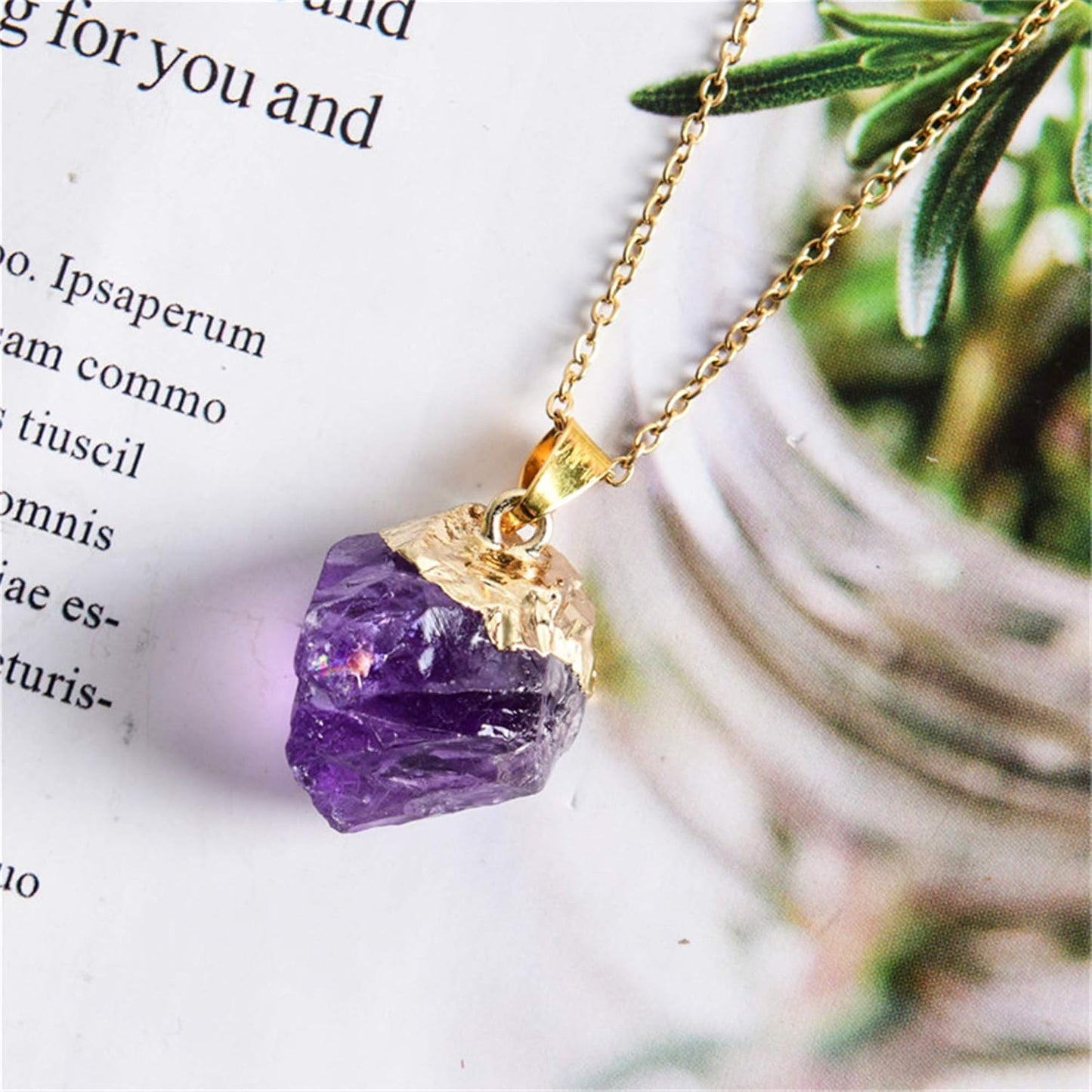Natural Healing Crystals Gemstone Amethyst Necklace Reiki Quartz Jewelry for Womens…