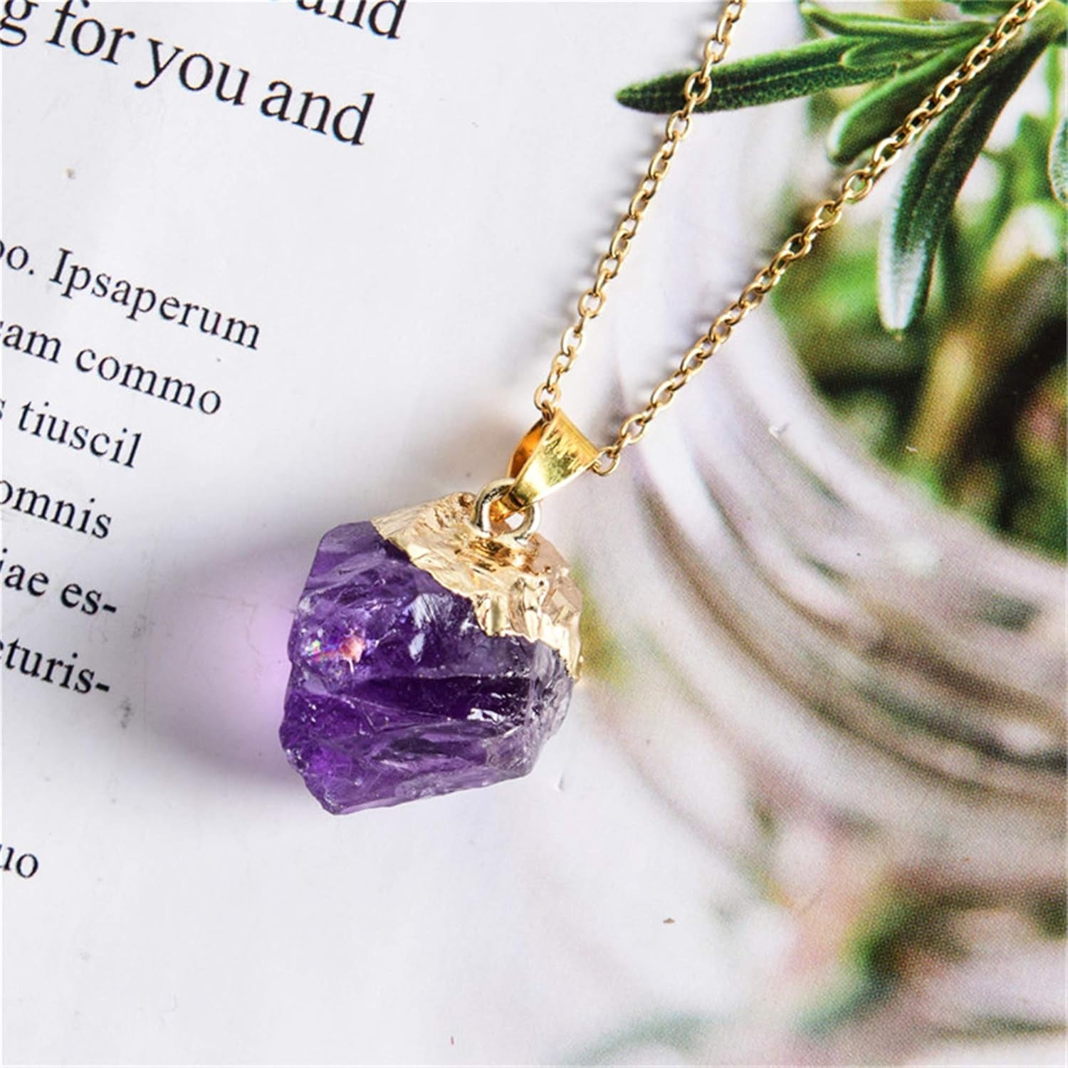 Natural Healing Crystals Gemstone Amethyst Necklace Reiki Quartz Jewelry for Womens…