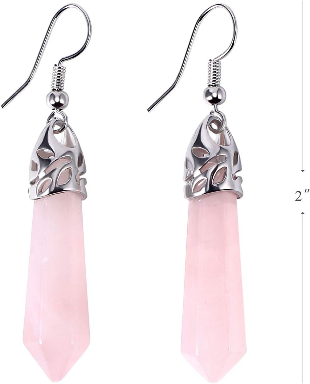 Real Natural Quartz Stone Healing Point Crystal Chakra Dangle Earrings Valentine'S Day Mother'S Day Gift