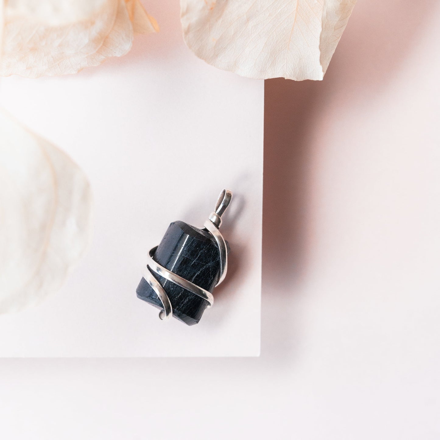 Raw Black Tourmaline Crystal Healing Pendant Necklace - Premium Carrying Pouch - Crystal Gifts for Women